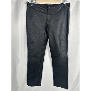 Woman’s Guess Black Leather Skinny Bottom Zip Pants Size 6